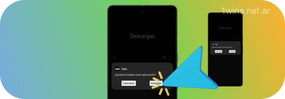 Comience a instalar la aplicación 1win haciendo clic en el archivo APK