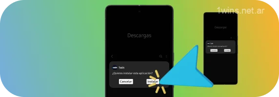 Comience a instalar la aplicación 1win haciendo clic en el archivo APK