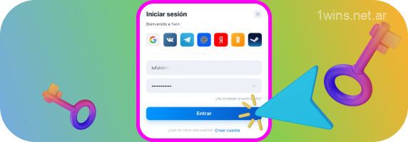 Haga clic en el botón Entrar en el sitio web de 1win para iniciar sesión en su cuenta