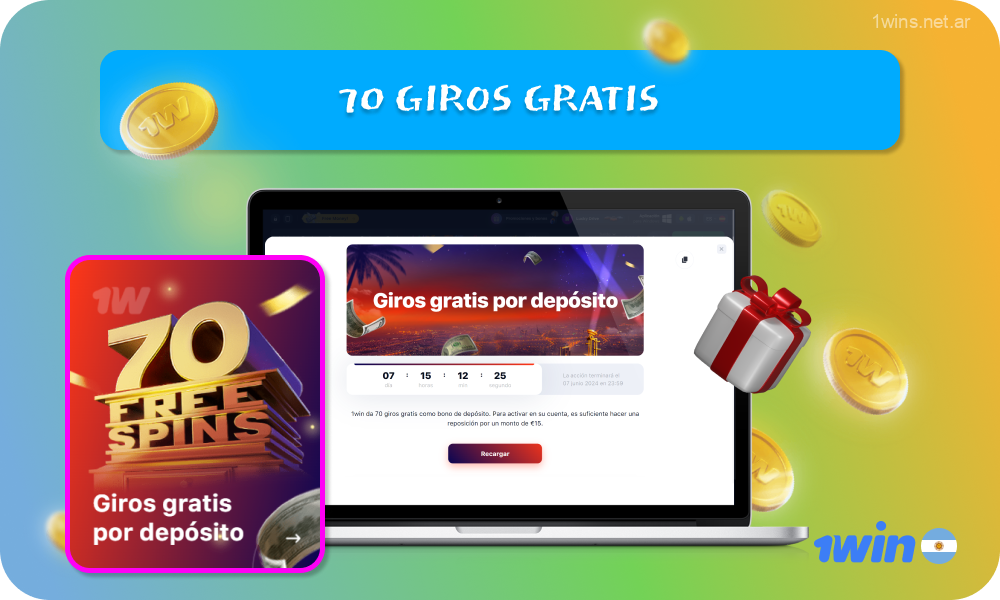 Los jugadores de Argentina pueden conseguir 70 tiradas gratis en 1win Casino por depósitos regulares, que se acreditan automáticamente y se aplican a tragaperras específicas