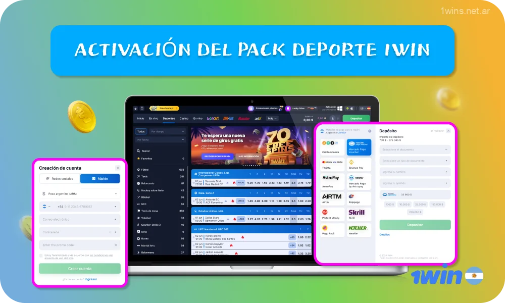 Para aprovechar el paquete de bienvenida deportivo de 1win, los usuarios de Argentina deben seguir unos sencillos pasos