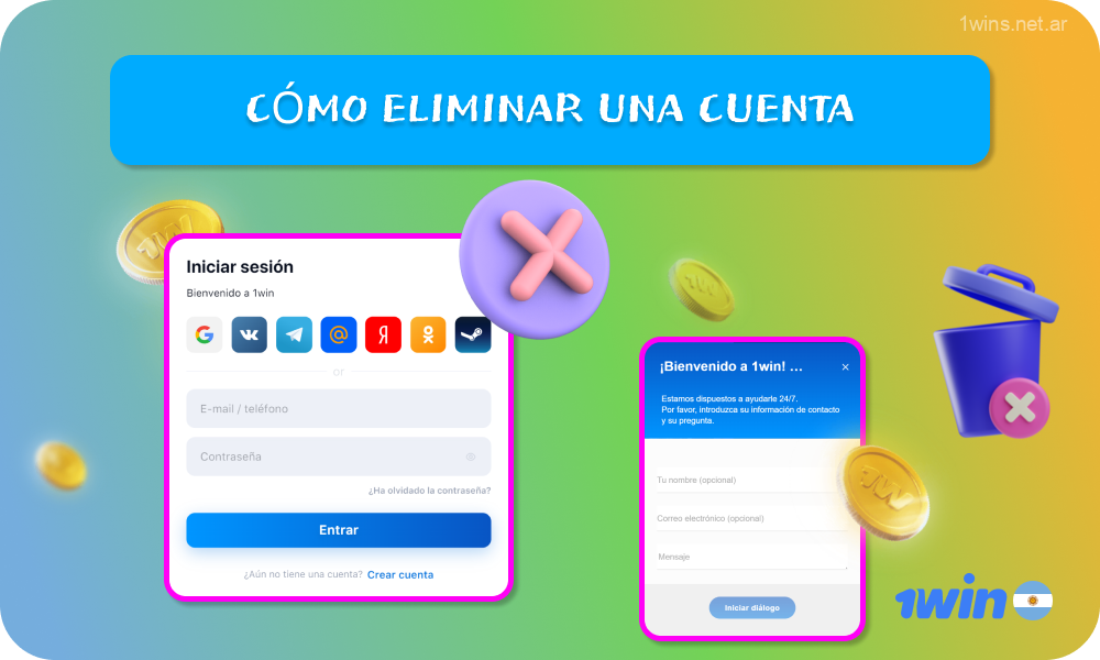 Para eliminar una cuenta en 1win, los jugadores de Argentina deben ponerse en contacto con el equipo de asistencia facilitando la información necesaria y siguiendo las instrucciones para solicitar el cierre del perfil