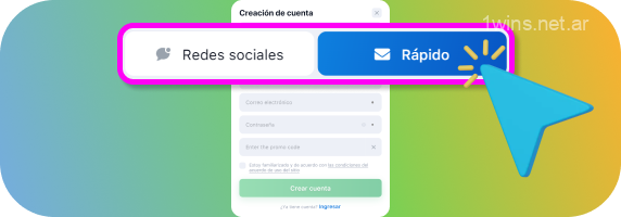 Para registrarte en 1win Argentina, elige el método que más te convenga: rápido o mediante redes sociales