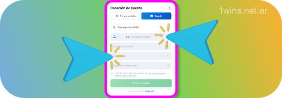 Para registrarse rápidamente en 1win, los jugadores de Argentina deben ingresar su dirección de correo electrónico, número de teléfono, país y moneda preferida, seleccionar una contraseña e ingresar un código promocional, si corresponde