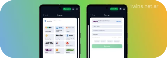 Los jugadores de Argentina deben realizar un depósito en su cuenta para comenzar a apostar en la aplicación móvil 1win