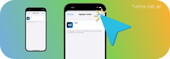 Para agregar la aplicación 1win a su teléfono inteligente iOS, ingrese el nombre de la aplicación y seleccione Agregar