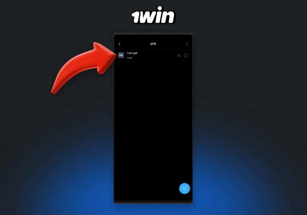 Para instalar la aplicación móvil 1win para Android, busque el archivo APK descargado en su teléfono inteligente