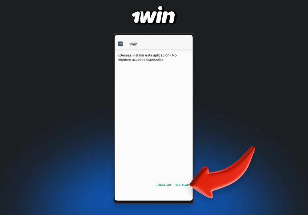 Comience a instalar la aplicación 1win haciendo clic en el archivo APK