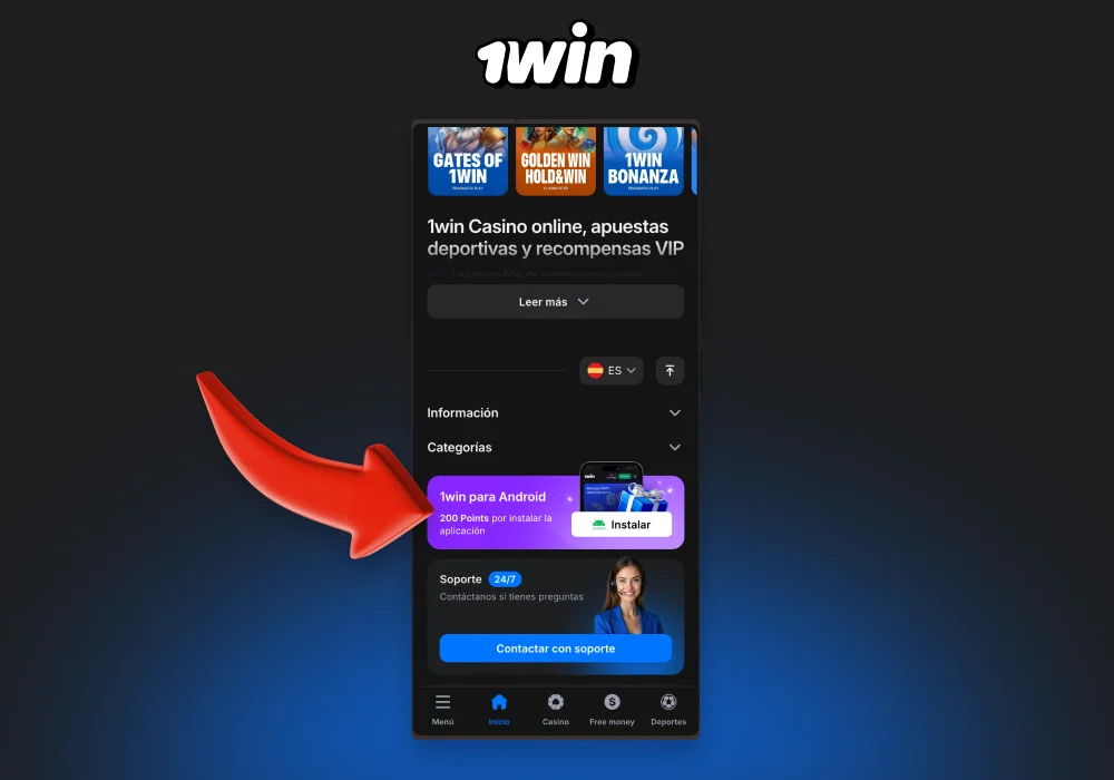 Para descargar la aplicación móvil 1win para Android en Argentina, desplácese hacia abajo en la página del sitio y busque el ícono de aplicaciones móviles