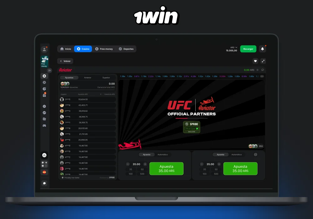 En 1win Argentina, después de seleccionar un juego, fije su apuesta y comience a jugar haciendo girar los rodillos de las máquinas tragamonedas o apostando en juegos de crash, juegos de mesa o casino en vivo