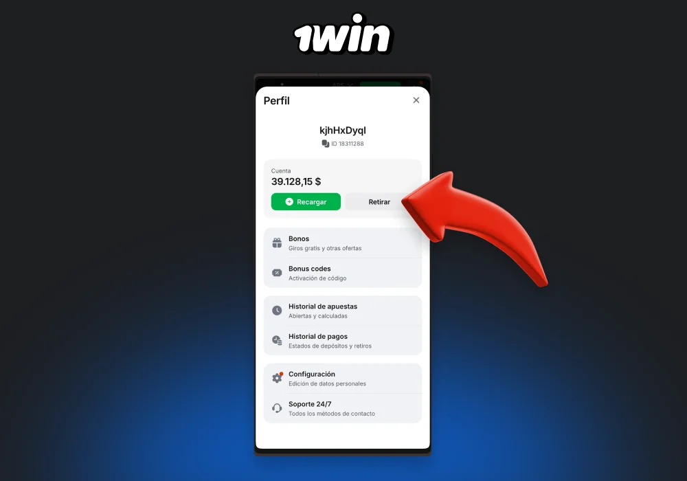 En la aplicación móvil de 1win, los jugadores de Argentina pueden retirar sus ganancias de forma rápida y cómoda siguiendo unos sencillos pasos