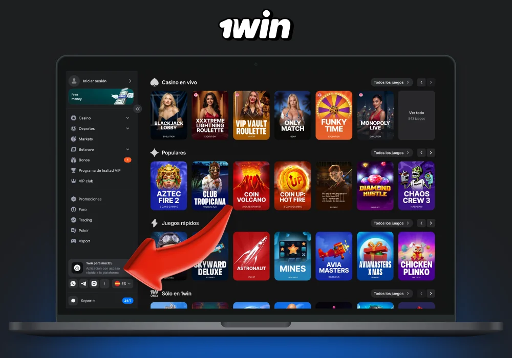 Para descargar la aplicación de escritorio de 1win en Windows o Mac, visite el sitio web oficial, seleccione el icono de la aplicación, siga las instrucciones del sitio web e instale la aplicación en su dispositivo