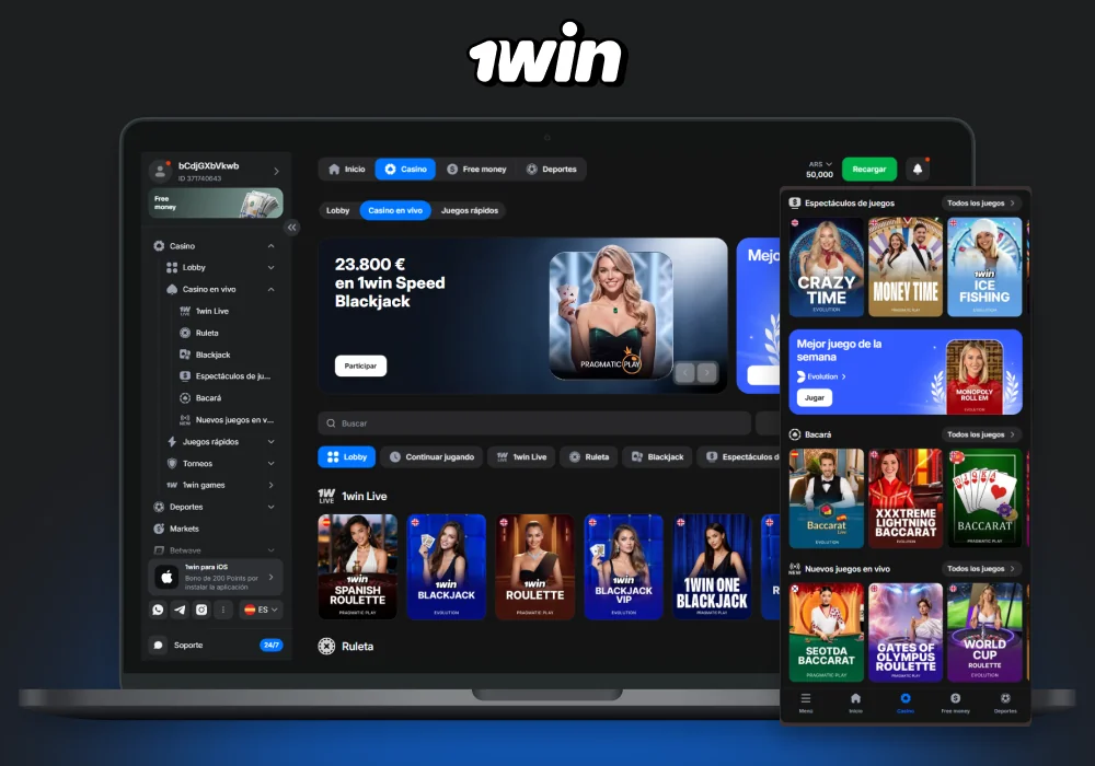 1win Live Casino en Argentina brinda a los jugadores la oportunidad de disfrutar la atmósfera de un casino real a través de transmisión en vivo, donde crupieres profesionales operan las mesas de juego y sus acciones se graban en video y se transmiten