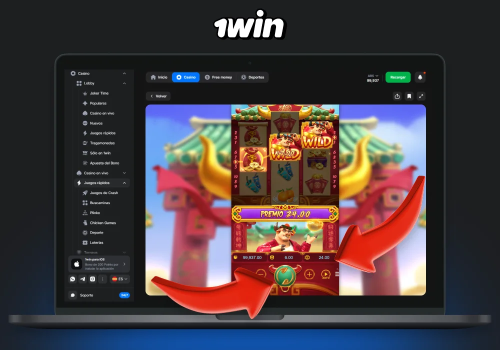 Los jugadores en Argentina para comenzar a jugar Fortune Ox 1win deben consultar la tabla de pagos, luego ajustar la apuesta y comenzar la ronda haciendo clic en la bola verde