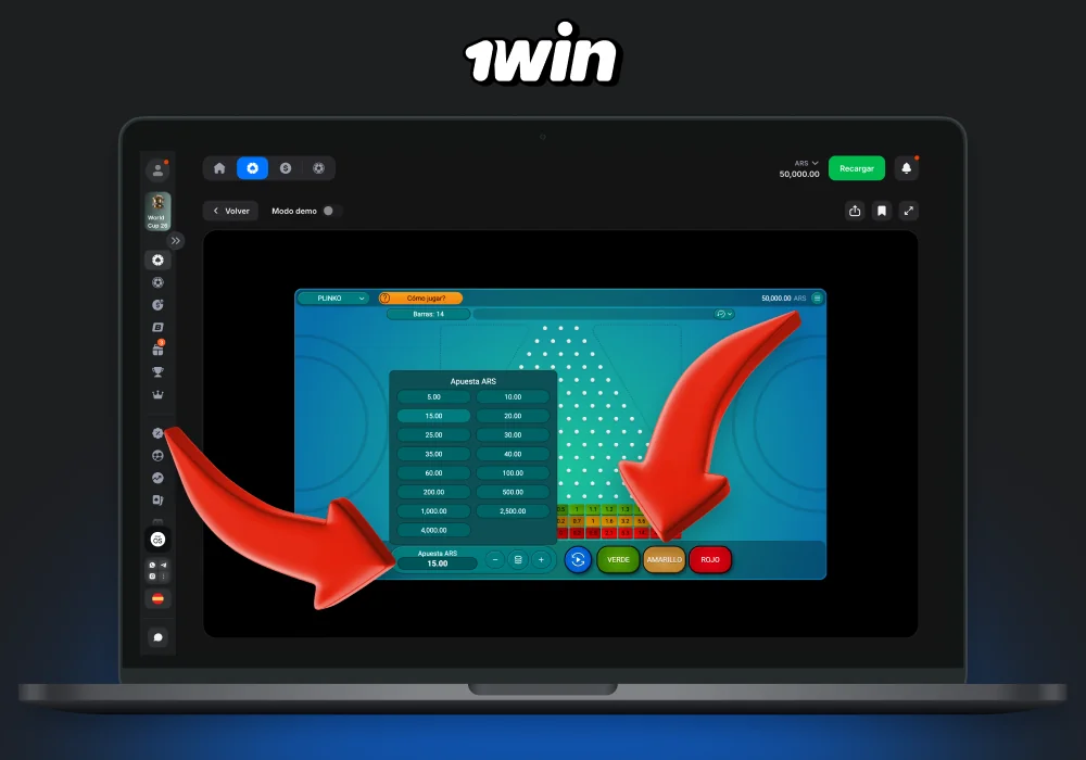 Para jugar a Plinko en 1win, los jugadores de Argentina deberán crear una cuenta o iniciar sesión, seleccionar la sección "Casino", buscar el juego de Plinko, establecer el monto de la apuesta y seleccionar el color de la bola para comenzar el juego e intentar ganar