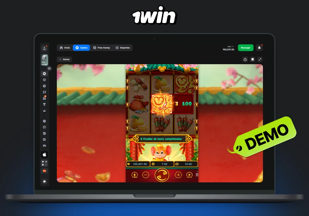 En el sitio web de 1win, la versión demo de Fortune Mouse no está disponible para jugadores en Argentina y se requiere registro y depósito en la cuenta del juego para comenzar a jugar