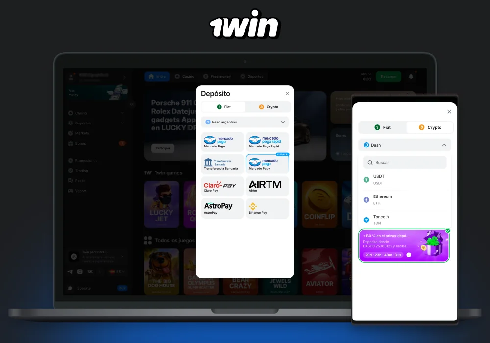 1win Argentina ofrece métodos seguros y legales tanto para retiros como para depósitos, incluyendo tarjetas de débito, monederos electrónicos, transferencias bancarias y criptomonedas, sin cargos adicionales