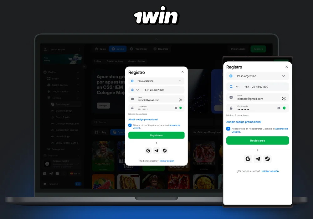 Para empezar a apostar dinero real en la plataforma de 1win Argentina, los jugadores deben registrarse, lo que se puede hacer tanto en la página web como a través de la app, y recibir un bono de hasta el 500% en su primer depósito de hasta ARS 2,300,000
